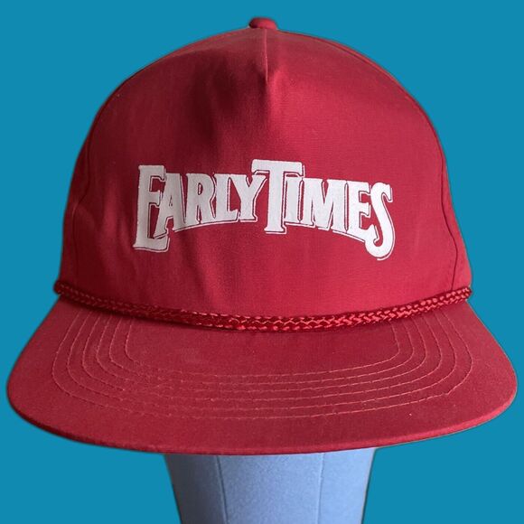 Vintage Early Times Bourbon Snapback Rope Hat Red New Never Worn - Picture 1 of 7
